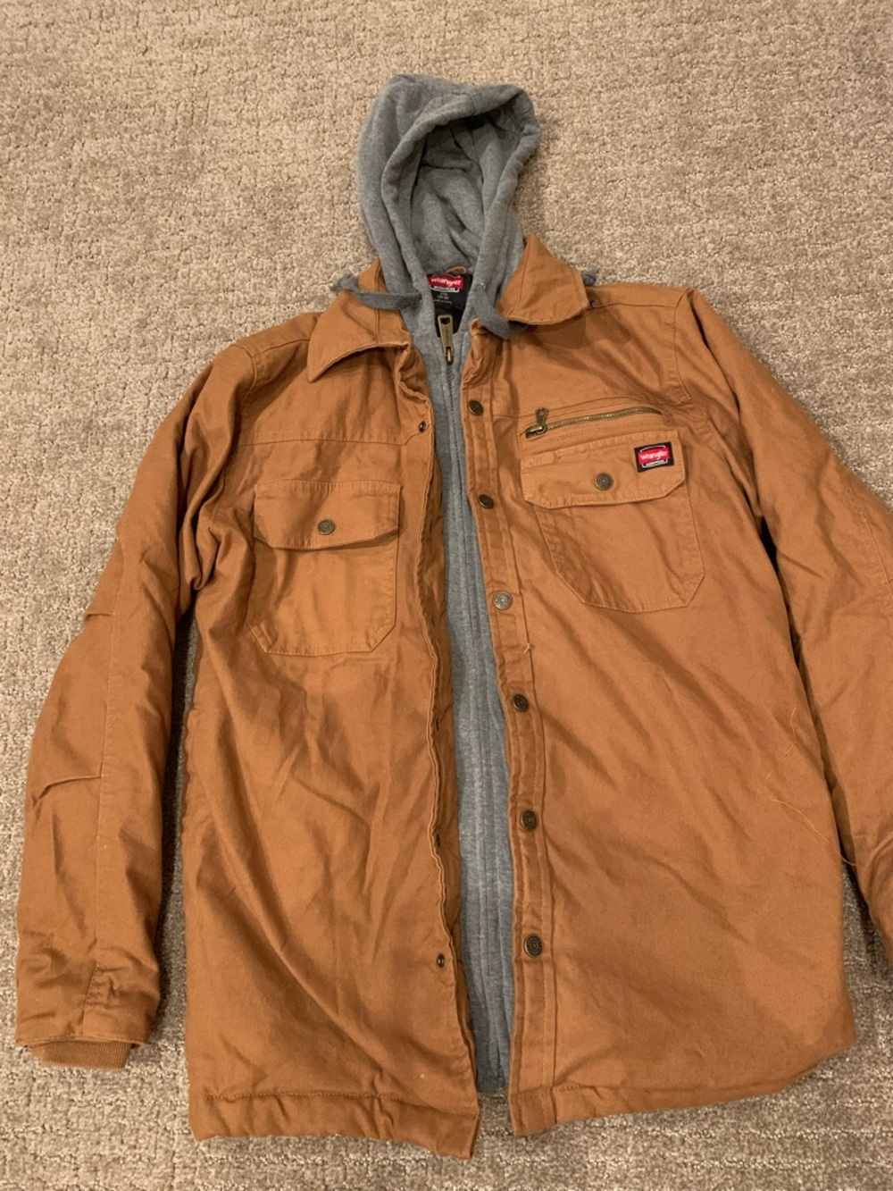 Wrangler Brown Field Jacket with Gray Hooded Liner